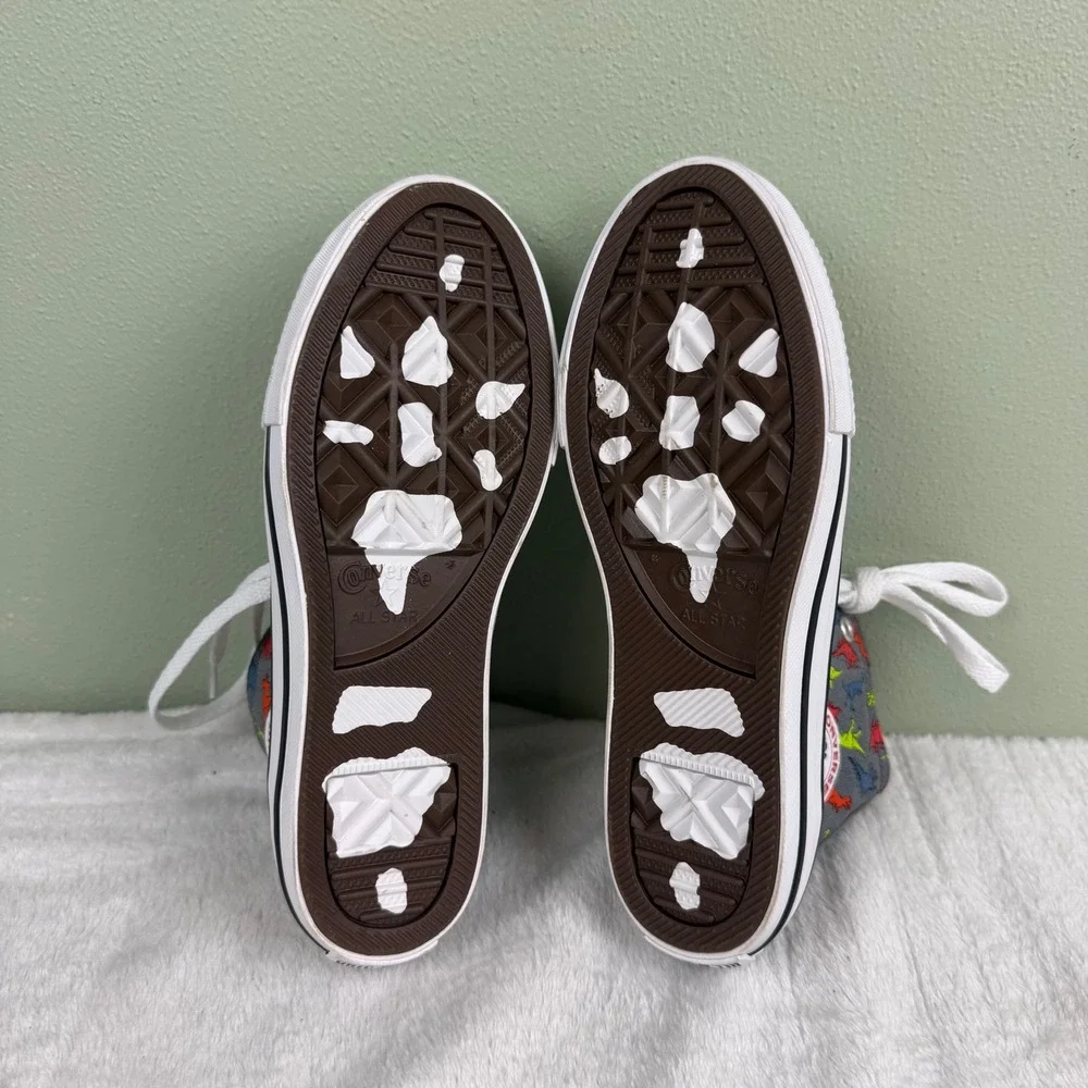 Converse Chuck Taylor All Star Dinoverse Gray Dinosaur High Top Shoes Junior 2